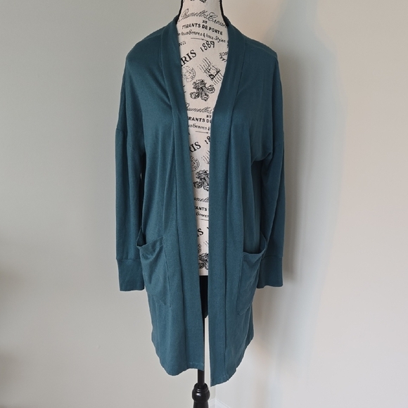 Teal Green Open Front Cardigan Sweater - Picture 1 of 4